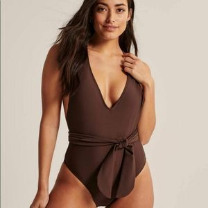 Abercrombie & Belted Deep-V One Piece Swimsuit XSMALL New